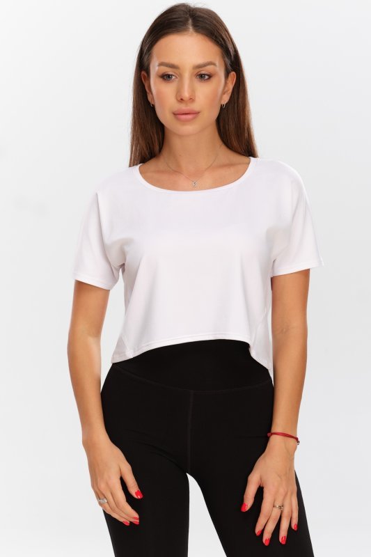 Tricou Sport Crop Relaxed Fit — Alb