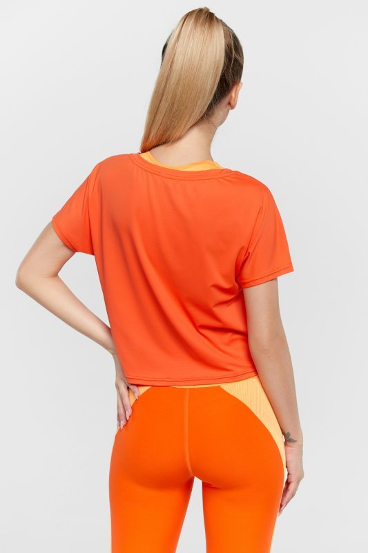 Tricou Sport Crop Relaxed Fit — Portocaliu